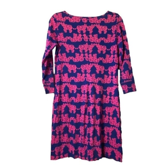 Lilly Pulitzer Marlowe Dress‎ Shift Elephant Print 3/4 Sleeve Casual Pink Blue S - Picture 2 of 5